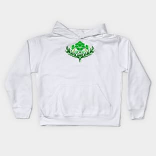 Bold green floral damask Kids Hoodie